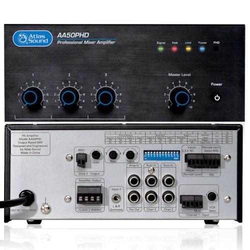 AMPLIFIER MIXER 3 INPUTS 50W 70V WITH AUTOMATIC SYSTEM TEST