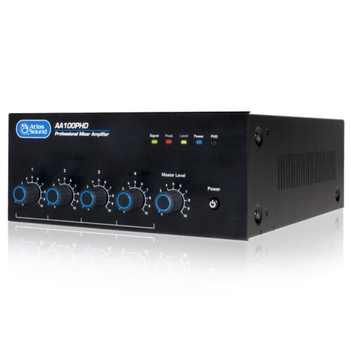 AMPLIFIER MIXER 4 INPUTS 100W 70V WITH AUTOMATIC SYSTEM TEST