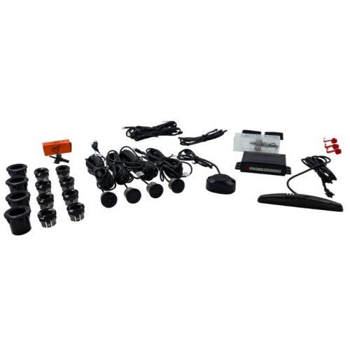 KIT FRONT/REAR PARKING SENSOR W/DISPLAY 4 SENSOR SYSTEM COMPATIBLE W/PLASTIC & METAL BUMPERS