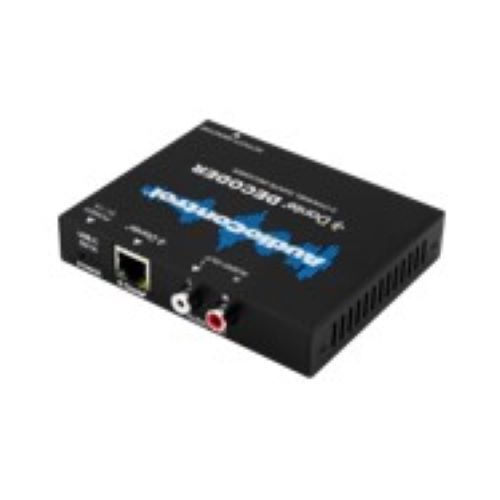DECODER DANTE DIGITAL AUDIO TO ANALOG RCA L/R POWERED BY POE OR USB-C CONNECTION