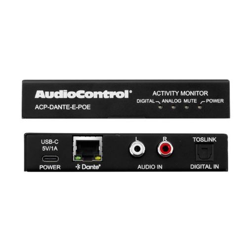 ENCODER DANTE DIGITAL AUDIO TO ANALOG RCA L/R POWERED BY POE OR USB-C CONNECTION