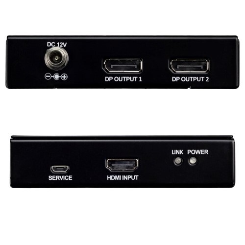 CONVERTER HDMI TO DISPLAYPORT AND 1X2 DISTRIBUTION AMPIFIER 4K60 (4:4:4) 18GBPS