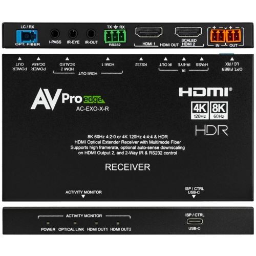 EXTENDER HDMI 8K OVER FIBER 40GB OM2-40M(131FT) OM3-200M(656FT) OM4-300M(984FT)