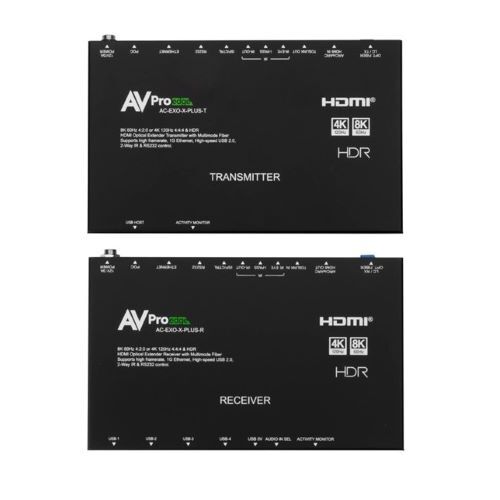 EXTENDER HDMI 8K OVER FIBER 48GB OM2-40M(131FT) OM3-200M(656FT) OM4-300M(984FT) WITH USB EARC & ETHE