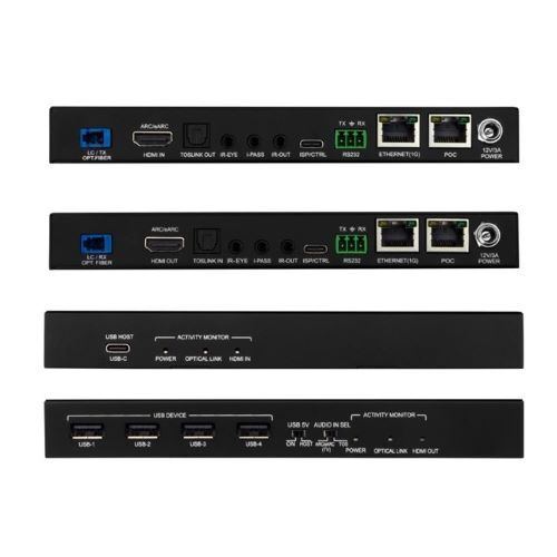 EXTENDER HDMI 8K OVER FIBER 48GB OM2-40M(131FT) OM3-200M(656FT) OM4-300M(984FT) WITH USB EARC & ETHE