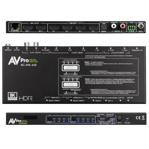 MATRIX HDMI 8K 4X2 HDMI MATRIX SWITCHER / UP TO 40GBPS SIGNALS WITH BUILT-IN DOWNSCALING