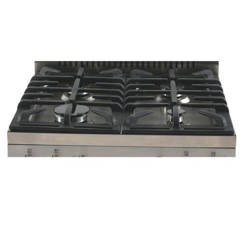 RANGE 20" GAS STAINLESS STEEL 4 SEALED BURNERS CAST IRON GRATES WAIST HIGH BROIL MIRRORED GLASS DOOR