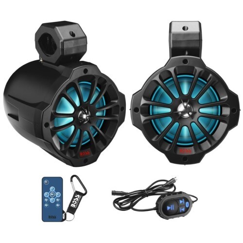 SPEAKERS MARINE ONE PAIR 6.5" WEATHERPROOF AMPLIFIED BLUETOOTH POWER POD ATV/UTV/WAKETOWER AUDIO SYS