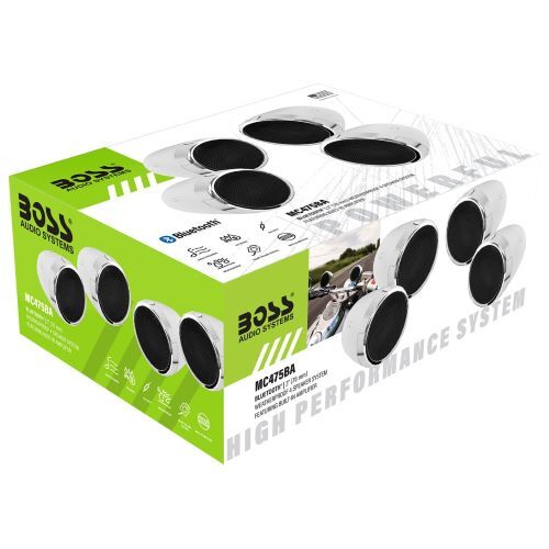 SPEAKERS MARINE CHROME MOTORCYCLE/ATV SOUND SYSTEM W/BLUETOOTH AUDIO STREAMING, 1 PAIR OF 3" WEATHER