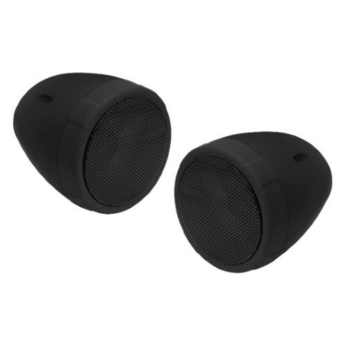 SPEAKERS MARINE BLACK CHROME MOTORCYCLE/ATV SOUND SYSTEM W/BLUETOOTH AUDIO STREAMING, 1 PAIR OF 3" W