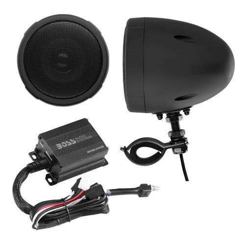 SPEAKERS MARINE BLACK 600 WATT MOTORCYCLE/ATV SOUND SYSTEM W/BLUETOOTH AUDIO STREAMING, 1 PAIR OF 3"