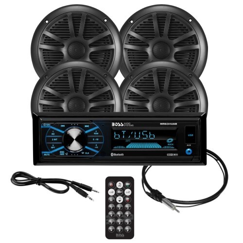 HEAD UNIT + SPKR PKGS MARINE MR634UAB, MR6B, MRANT10, 35AC, SINGLE-DIN, MECH-LESS MULTIMEDIA PLAYER