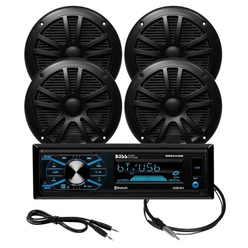 HEAD UNIT + SPKR PKGS MARINE MR634UAB, MR6B, MRANT10, 35AC, SINGLE-DIN, MECH-LESS MULTIMEDIA PLAYER