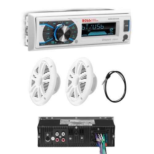 HEAD UNIT + SPKR PKGS MARINE MR632UAB, MR6W, MRANT10, 35AC, SINGLE-DIN, MECH-LESS MULTIMEDIA PLAYER