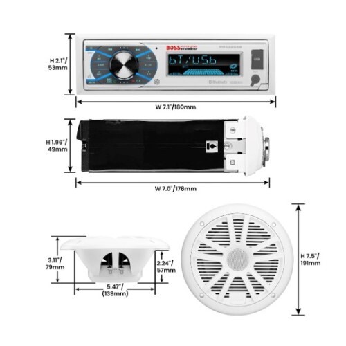 HEAD UNIT + SPKR PKGS MARINE MR632UAB, MR6W, MRANT10, 35AC, SINGLE-DIN, MECH-LESS MULTIMEDIA PLAYER