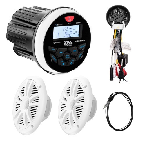 HEAD UNIT + SPKR PKGS MARINE MGR350B, MR6W, MRANT10, GAUGE, MECH-LESS MULTIMEDIA PLAYER (NO CD/DVD)