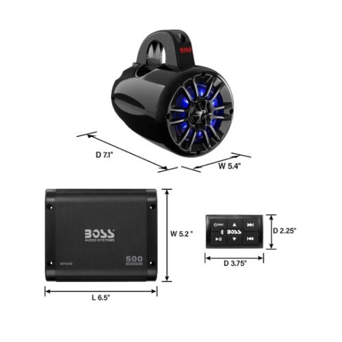 AMPLIFIERS MARINE BPS4B, MRWT40RGB.4, 500W WAKETOWER (SOLD SINGLE)
