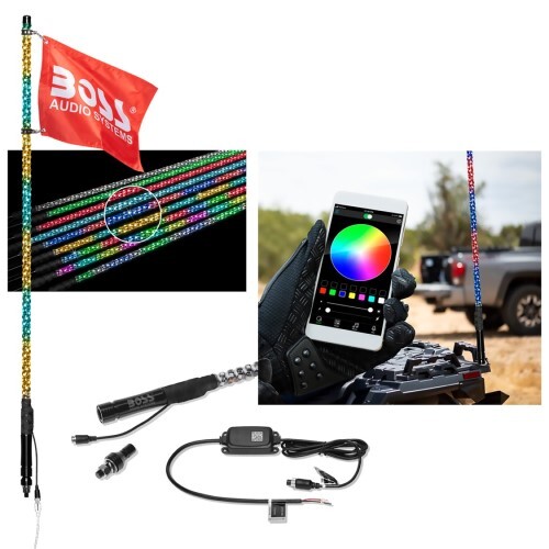 LED LIGHT MARINE 48" LONG CHANGING RGB LED WRAPPED WHIP - 360° OF COLOR EQUALS MORE LEDS, MORE LIGH