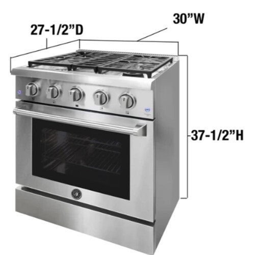 RANGE 30" GAS STAINLESS SEALED BURNERS