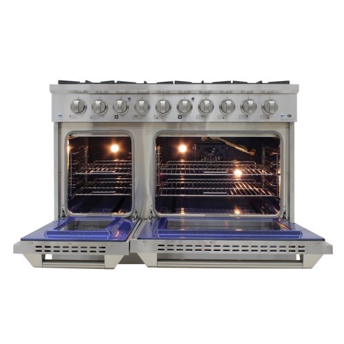 RANGE 3.5 & 2 CF 48" DUAL FUEL STAINLESS 8 SEALED BURNERS