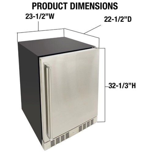 REFRIGERATOR 5.12 CF OUTDOOR STAINLESS 3 GLASS SHELVES SAFETY LOCK