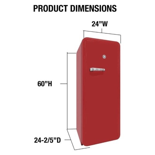 REFRIGERATOR 9.9 CF RETRO RED 4 SHELVES TOP FREEZER