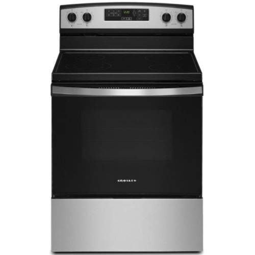 RANGE 4.8 CF ELECTRIC BLACK CROSLEY 4 ELEMENTS SELF CLEAN SMOOTH RANGE EASY TOUCH CONTROLS