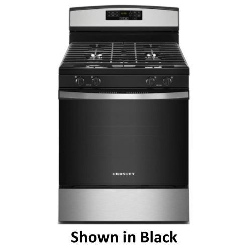 RANGE 5.0 CF GAS STAINLESS SELF CLEAN CROSLEY WINDOW 5 BURNERS OVAL BURNER EASY TOUCH ELECT CONTROLS