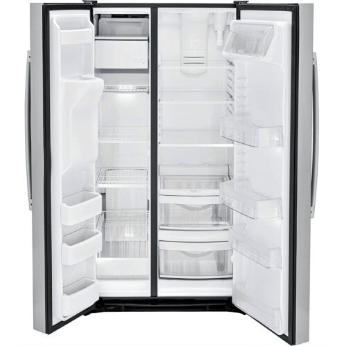 REFRIGERATOR 23.2 CF WHITE SIDE BY SIDE ICE/WATER IN-DOOR LED LIGHT 3 GLASS SHELVES