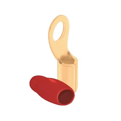 BUTT CONNECTORS 0 GA. 5/16" RED GOLD RING TERMINAL, 20 PCS, POLYBAG  (K10)