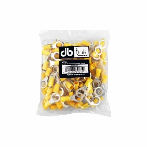 RING TERMINALS 1/4" YELLOW PRE INSULATED ROUND SHAPE TERMINAL  (B12)
