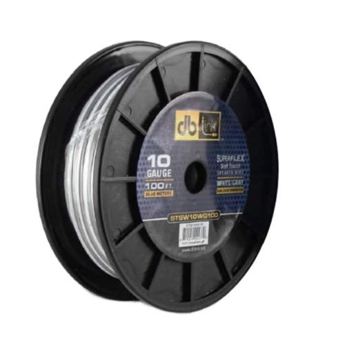 SOFT TOUCH SUPERFLEX CCA SPEAKER WIRE 10 GA WHITE/GRAY SPEAKER WIRE 100 FT ROLL  (K15)