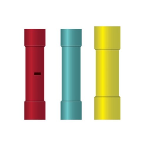 BUTT CONNECTORS 12-10 GA YELLOW CLEAR NYLONG BUTT CONNECTOR  (B12)