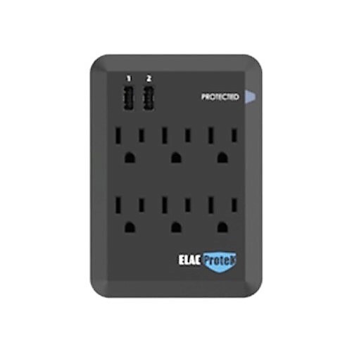 SURGE PROTECTOR 6 OUTLET WITH USB - BLACK