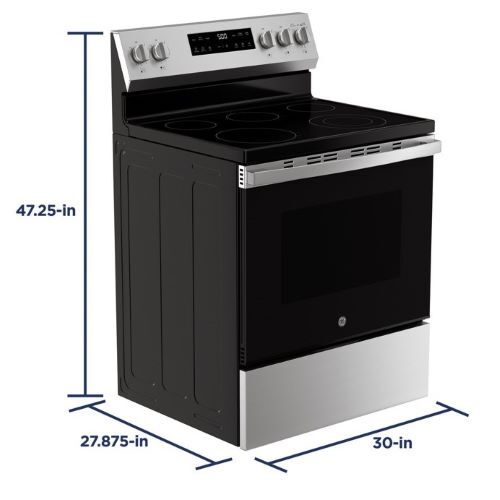 RANGE 5.3 CF ELECTRIC STAINLESS ESTAR CRISP MODE 5 BURNER ELEMENT POWER BOIL EXPRESS PREHEAT