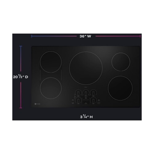 COOKTOP 36“ STAINLESS STEEL ON BLACK BUILT IN INDUCTION 5 ELEMENT
