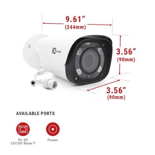 CAMERA 2MP IP EDGE LNE, MID SIZE BULLET, VARIFOCAL 2.7-12MM MOTORIZED LENS