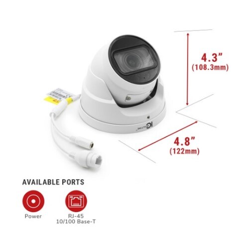 CAMERA 8MP IP INDOOR/OUTDOOR SMALL SIZE VANDAL EYEBALL DOME VAIFOCAL 2.7 - 13.5MM LENS 164 FEET IR P