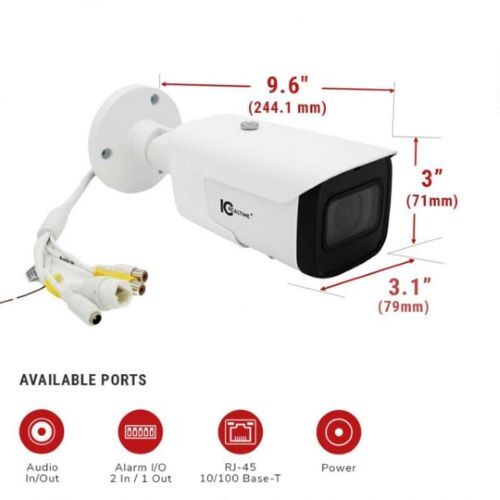 CAMERA BULLET 8MP IP INDOOR/ OUTDOOR MID SIZE BULLET POE CAPABLE