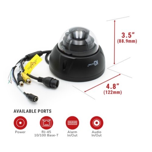 CAMERA 8MP AI IP VANDAL DOME INDOOR/OUTDOOR 2.7-12MM MOTORIZED LENS 164' SMART IR POE CAPABLE BLACK