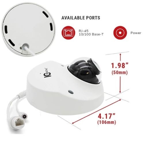 CAMERA 2MP IP INDOOR/ OUTDOOR SMALL SIZE VANDAL DOME POE CAPABLE