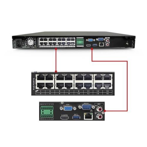 RECORDER NVR 16 CHANNEL 1U SHELFMOUNT 16 PORT POE SWITCH UP TO 8MP IP