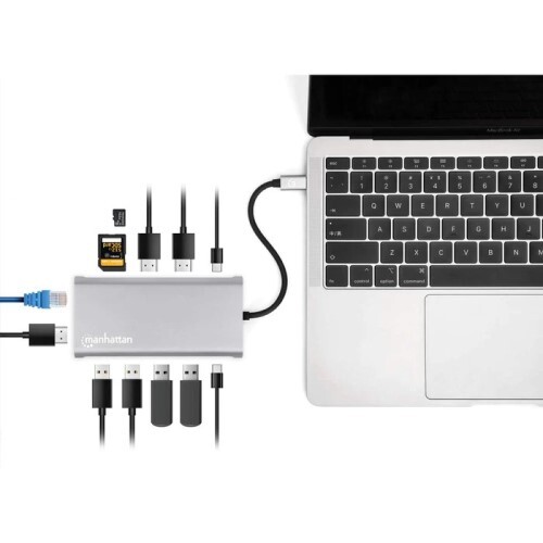 DOCKING CONVERTER USB 3.2 12-IN-1 GEN 1 TYPE-C MALE IN (3)HDMI PORTS/EHTERNET GIGABIT
