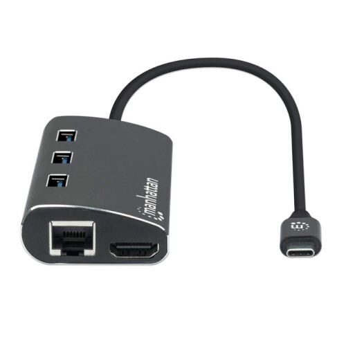 ADAPTER USB 3.2 TYPE-C MALE TO HDMI, (5)USB (1)SD (1)MICRO SD (1)ETHERNET ALUMINUM BLACK