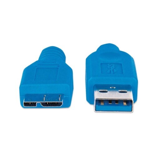 CABLE USB 3.2 GEN 1 TYPE-A MALE TO MICRO-B SUPERSPEED MALE 5 GBPS 6.5 FT BLUE