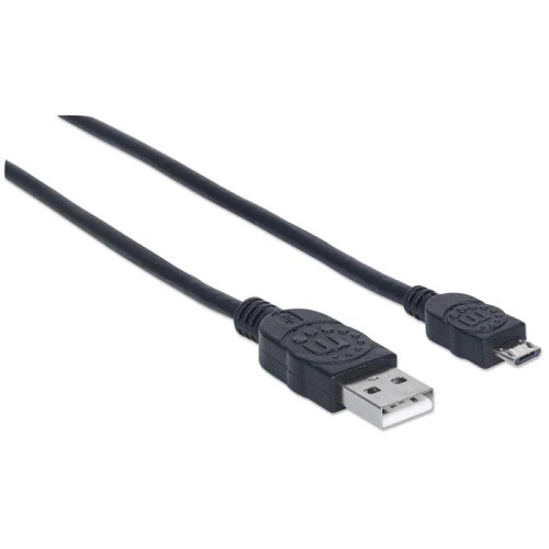 CABLE USB 2.0 TYPE-A MALE TO MICRO-B MALE 480 MBPS 10 FT BLACK