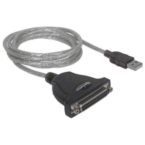CONVERTER USB-A MALE TO DB25 FEMALE PARALLEL PRINTER 6 FT SILVER