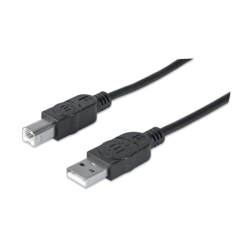 CABLE USB 2.0 TYPE-A MALE TO TYPE-B MALE 480 MBPS 15 FT BLACK
