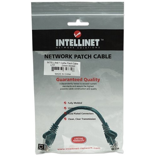 CABLE CAT5E BOOTED GREEN 1FT