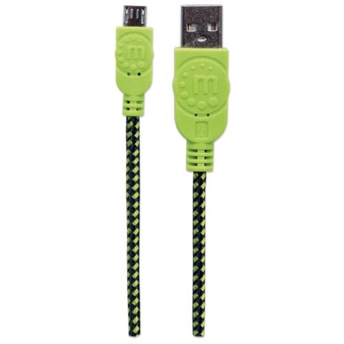 CABLE USB 2.0 TYPE-A MALE TO MICRO-B MALE 480 MBPS 3 FT BLACK/GREEN